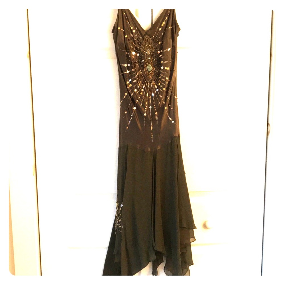 Sue Wong Olive Devora Dress with Custom Beadwork